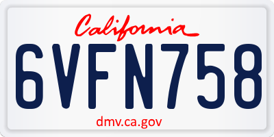 CA license plate 6VFN758
