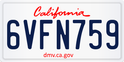 CA license plate 6VFN759