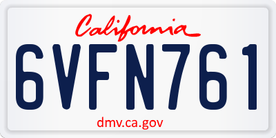 CA license plate 6VFN761