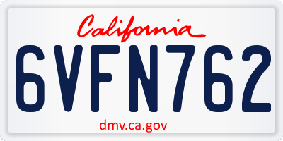CA license plate 6VFN762