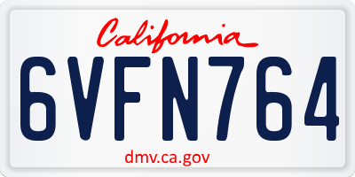 CA license plate 6VFN764