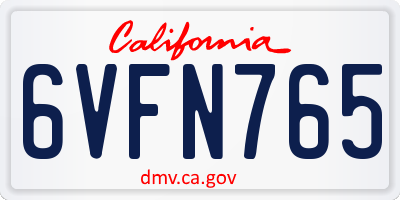CA license plate 6VFN765