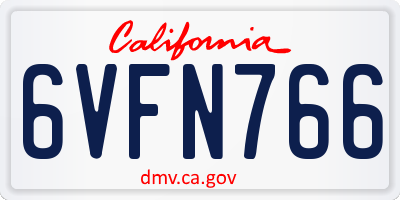 CA license plate 6VFN766