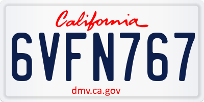 CA license plate 6VFN767
