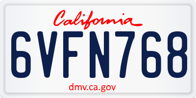 CA license plate 6VFN768