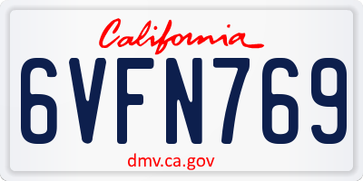 CA license plate 6VFN769