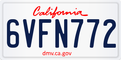 CA license plate 6VFN772