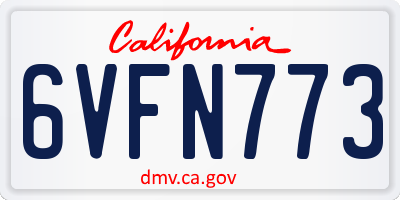 CA license plate 6VFN773