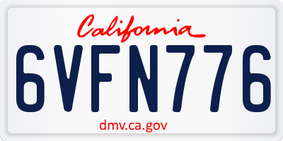 CA license plate 6VFN776