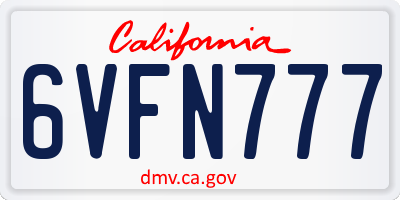 CA license plate 6VFN777
