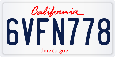 CA license plate 6VFN778