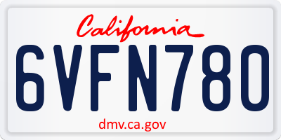 CA license plate 6VFN780