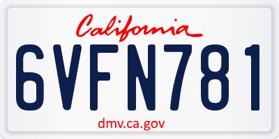 CA license plate 6VFN781