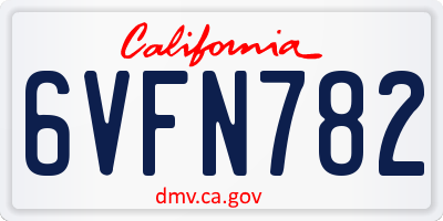 CA license plate 6VFN782
