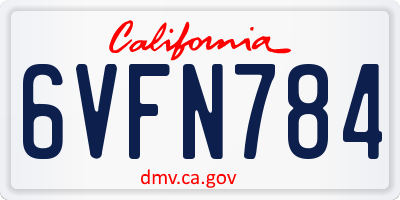 CA license plate 6VFN784