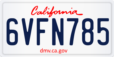 CA license plate 6VFN785