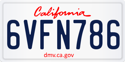 CA license plate 6VFN786