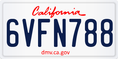 CA license plate 6VFN788