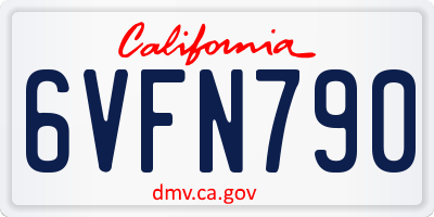 CA license plate 6VFN790