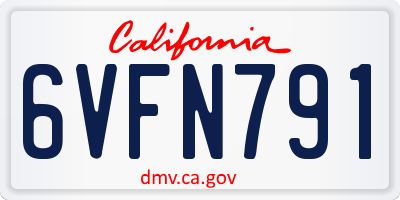 CA license plate 6VFN791