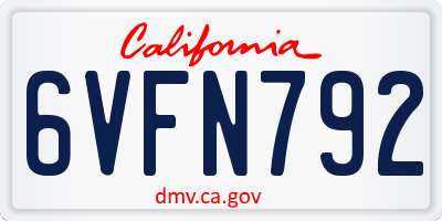 CA license plate 6VFN792