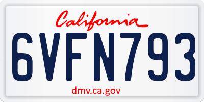CA license plate 6VFN793