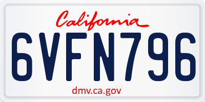 CA license plate 6VFN796