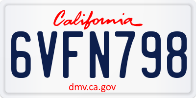 CA license plate 6VFN798
