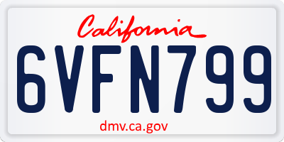 CA license plate 6VFN799