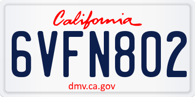 CA license plate 6VFN802
