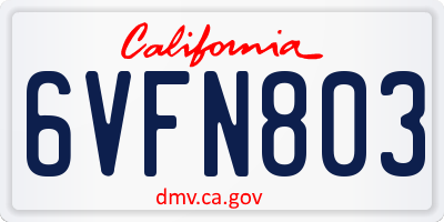 CA license plate 6VFN803