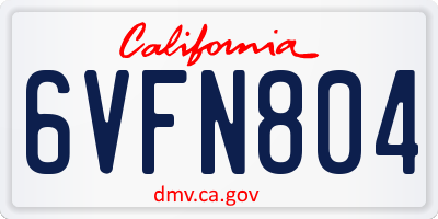 CA license plate 6VFN804