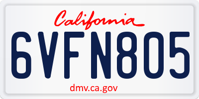 CA license plate 6VFN805