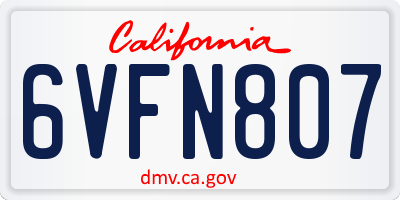 CA license plate 6VFN807
