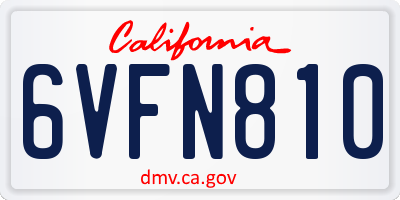 CA license plate 6VFN810