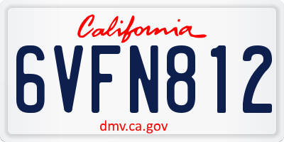 CA license plate 6VFN812