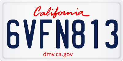 CA license plate 6VFN813