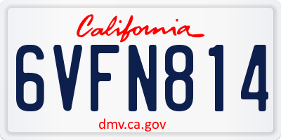 CA license plate 6VFN814