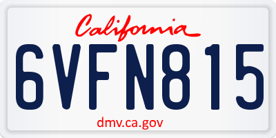 CA license plate 6VFN815