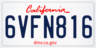 CA license plate 6VFN816