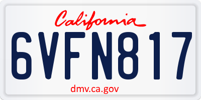 CA license plate 6VFN817
