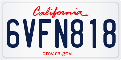 CA license plate 6VFN818