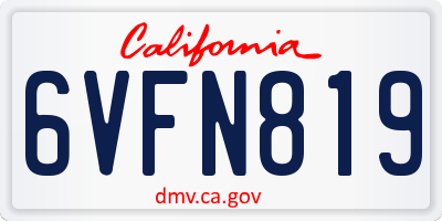 CA license plate 6VFN819