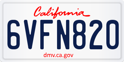 CA license plate 6VFN820