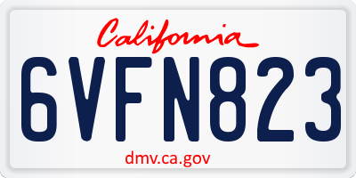 CA license plate 6VFN823