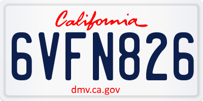 CA license plate 6VFN826