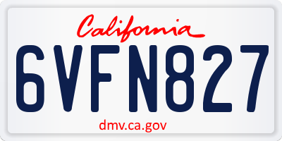 CA license plate 6VFN827