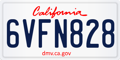 CA license plate 6VFN828