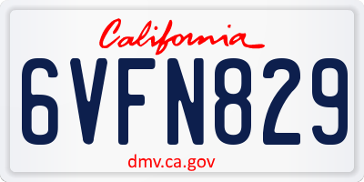 CA license plate 6VFN829