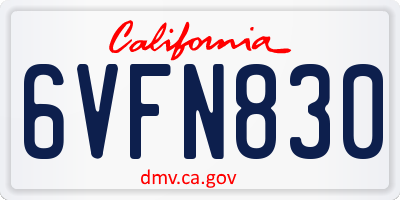 CA license plate 6VFN830